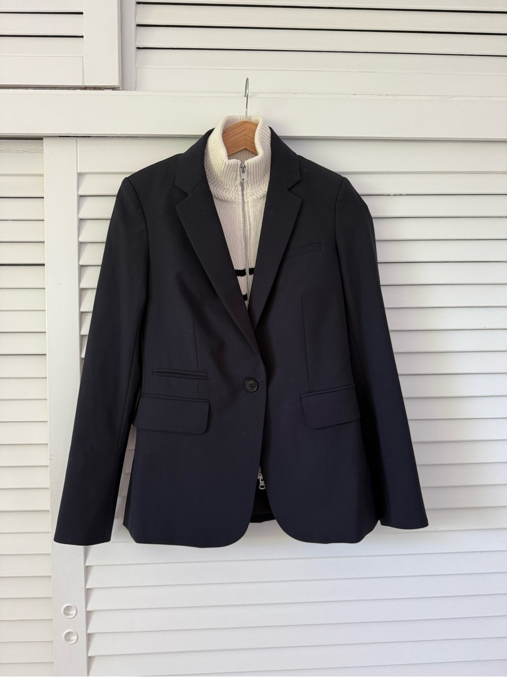Veronica Beard Classic Dickey Blazer Midnight Navy Blue Size 00 with 3 dickies